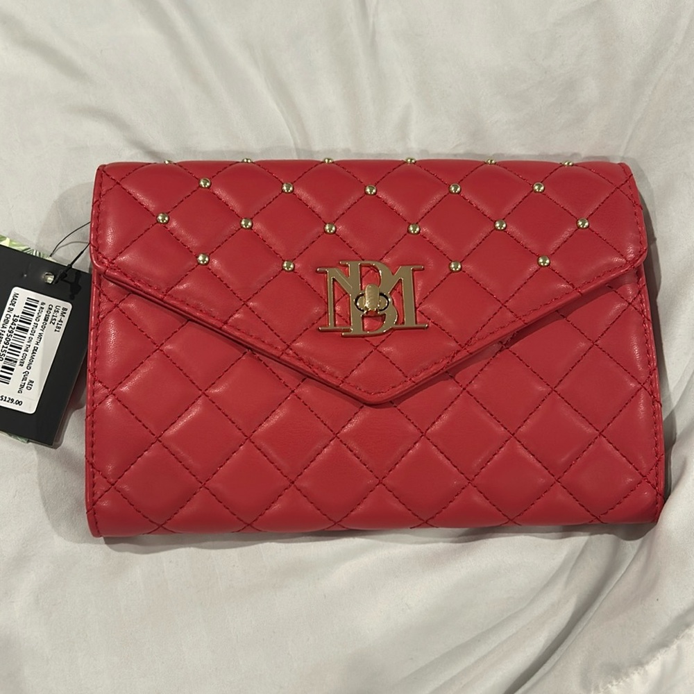 New Badgley Mischka red studded bag